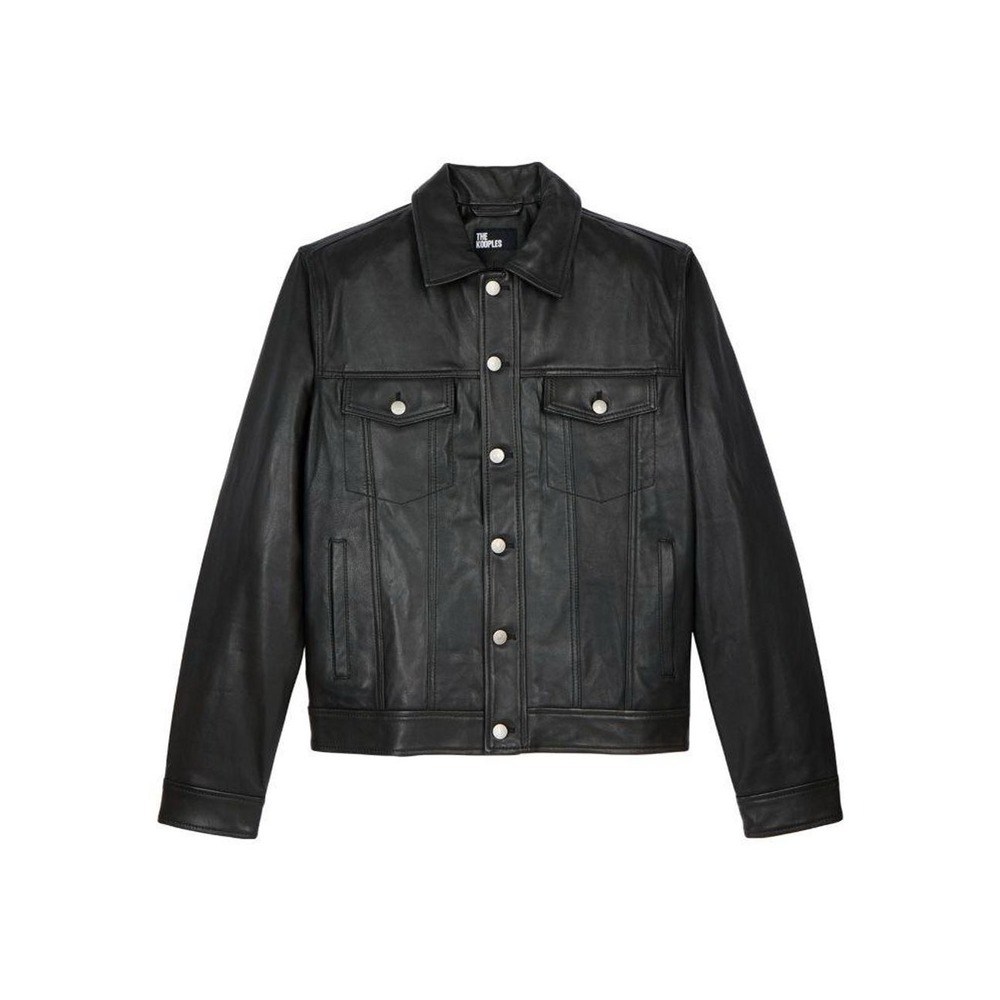 The Kooples Men's Lamb Leather Shirt Jacket Black Size XL MSRP $995